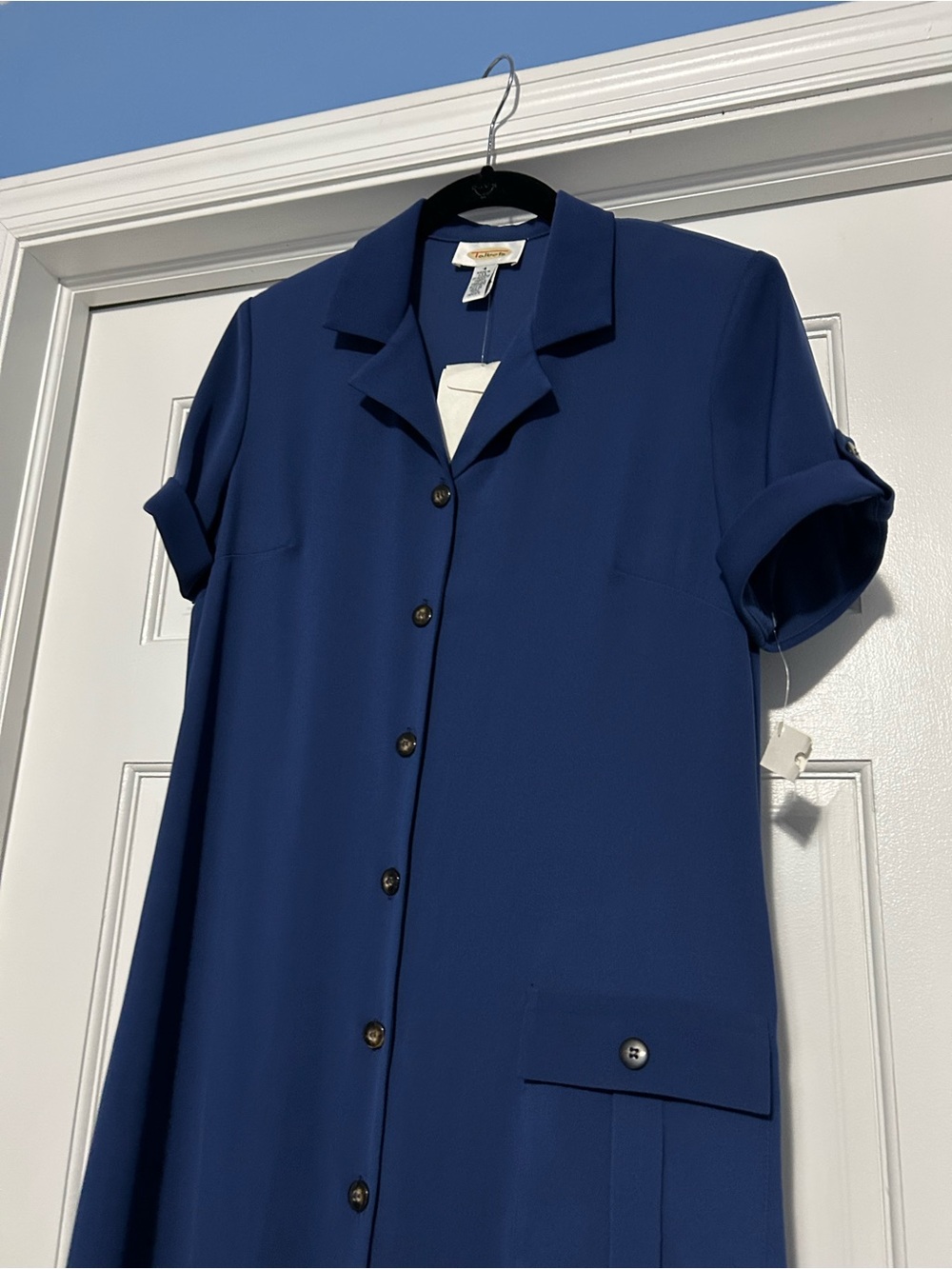 Vintage NWT Talbots size 4 blue button front shirt dress 90s Y2K art teacher